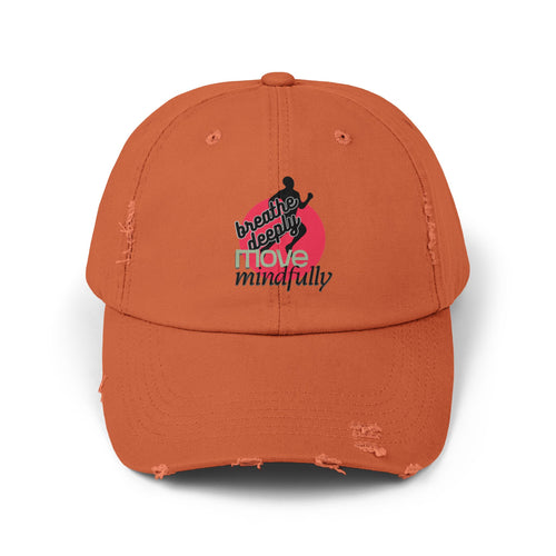 Breathe Deeply, Move Mindfully - Mindful Movement Distressed Cap - One Size