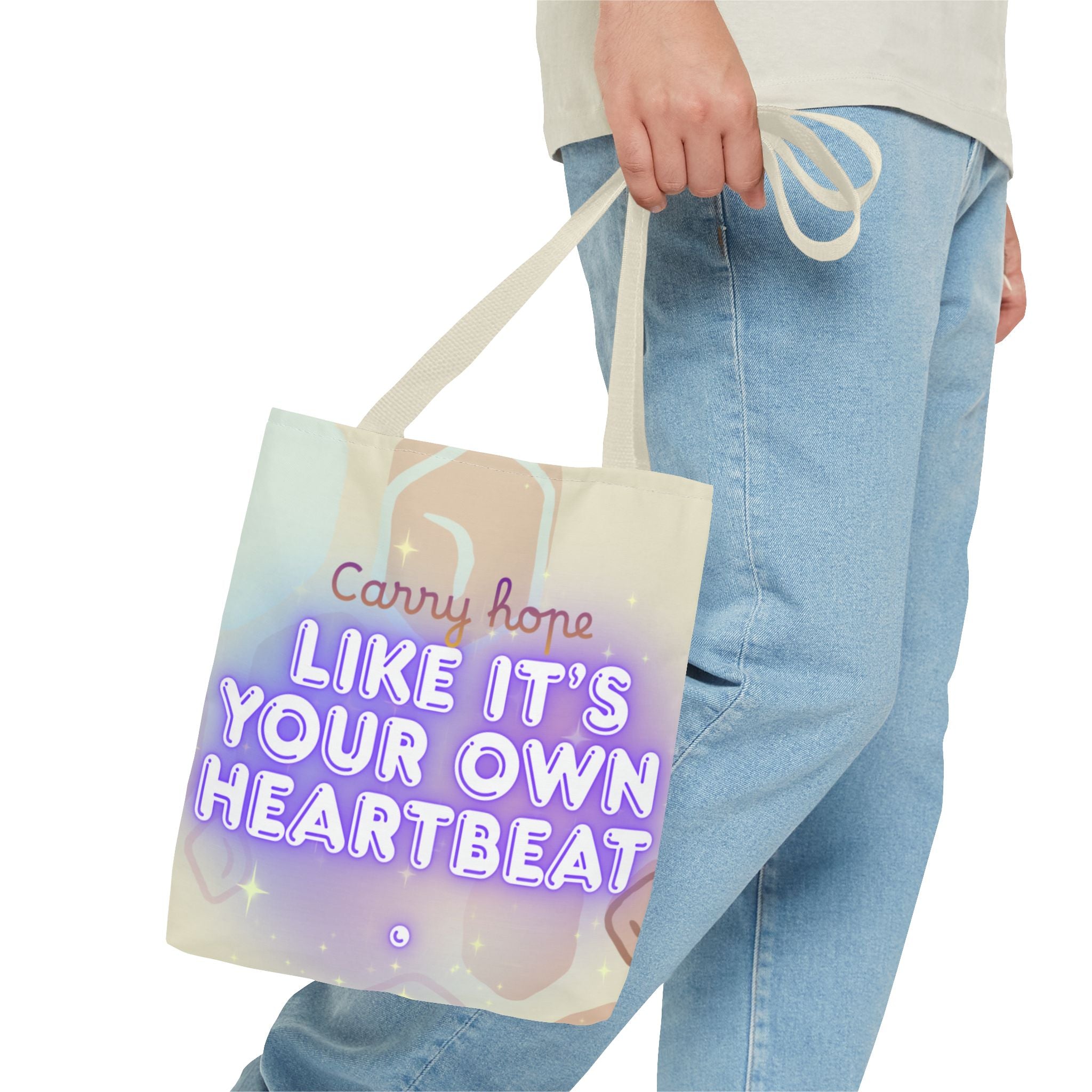 Like It's Your Own Heartbeat - Neon Quote All-Over Print Tote Bag