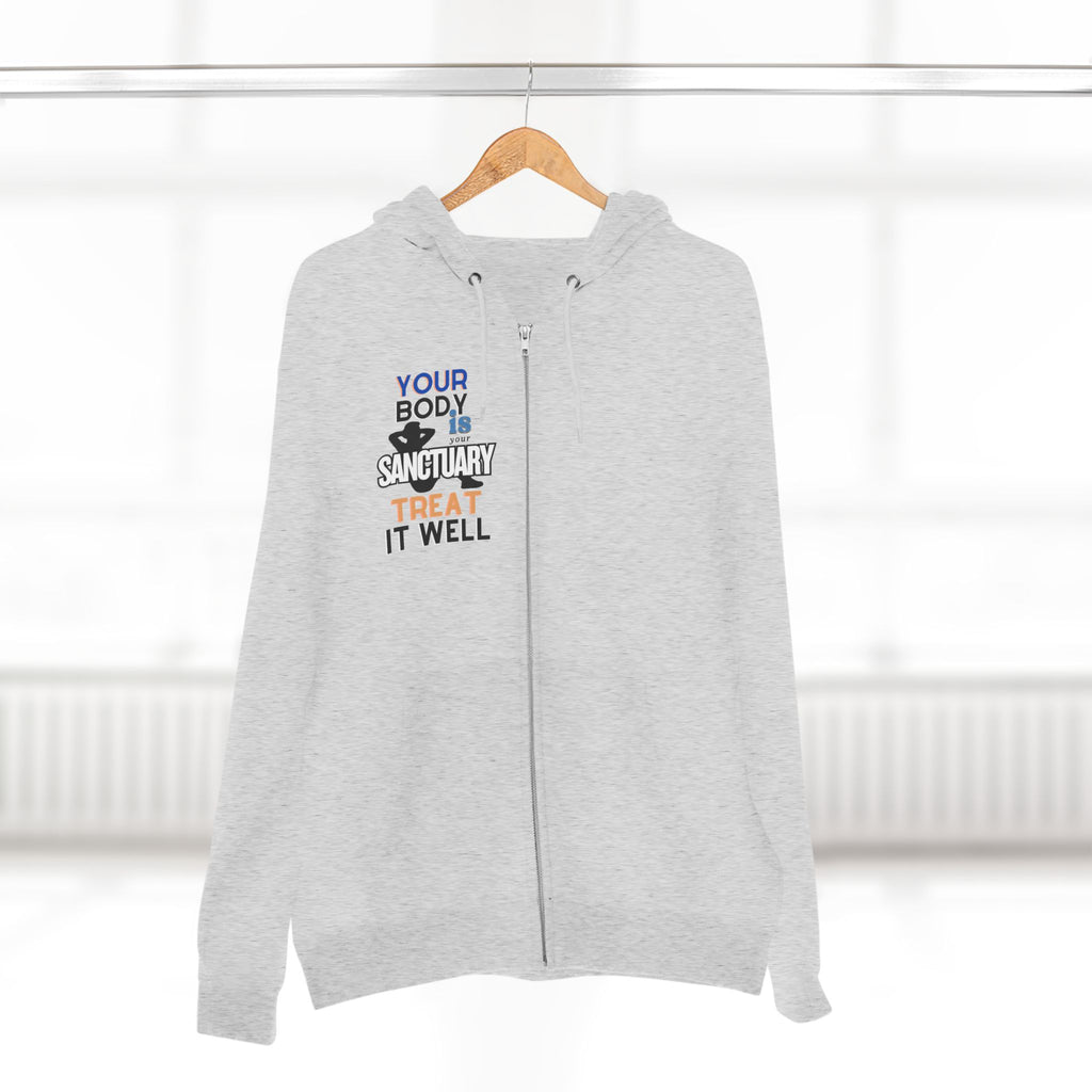 Your Body Is a Sanctuary, Treat It Well Wellness Zip-Up Hoodie