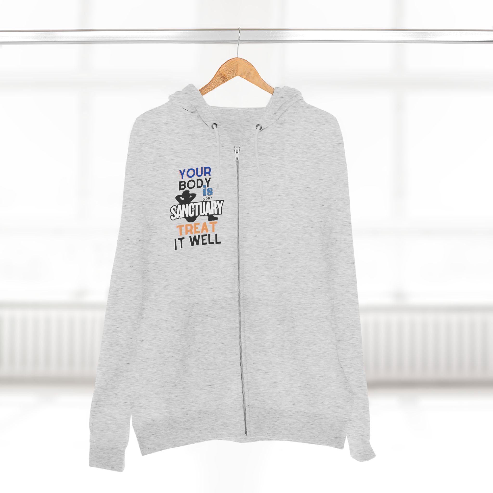 Your Body Is a Sanctuary, Treat It Well Wellness Zip-Up Hoodie
