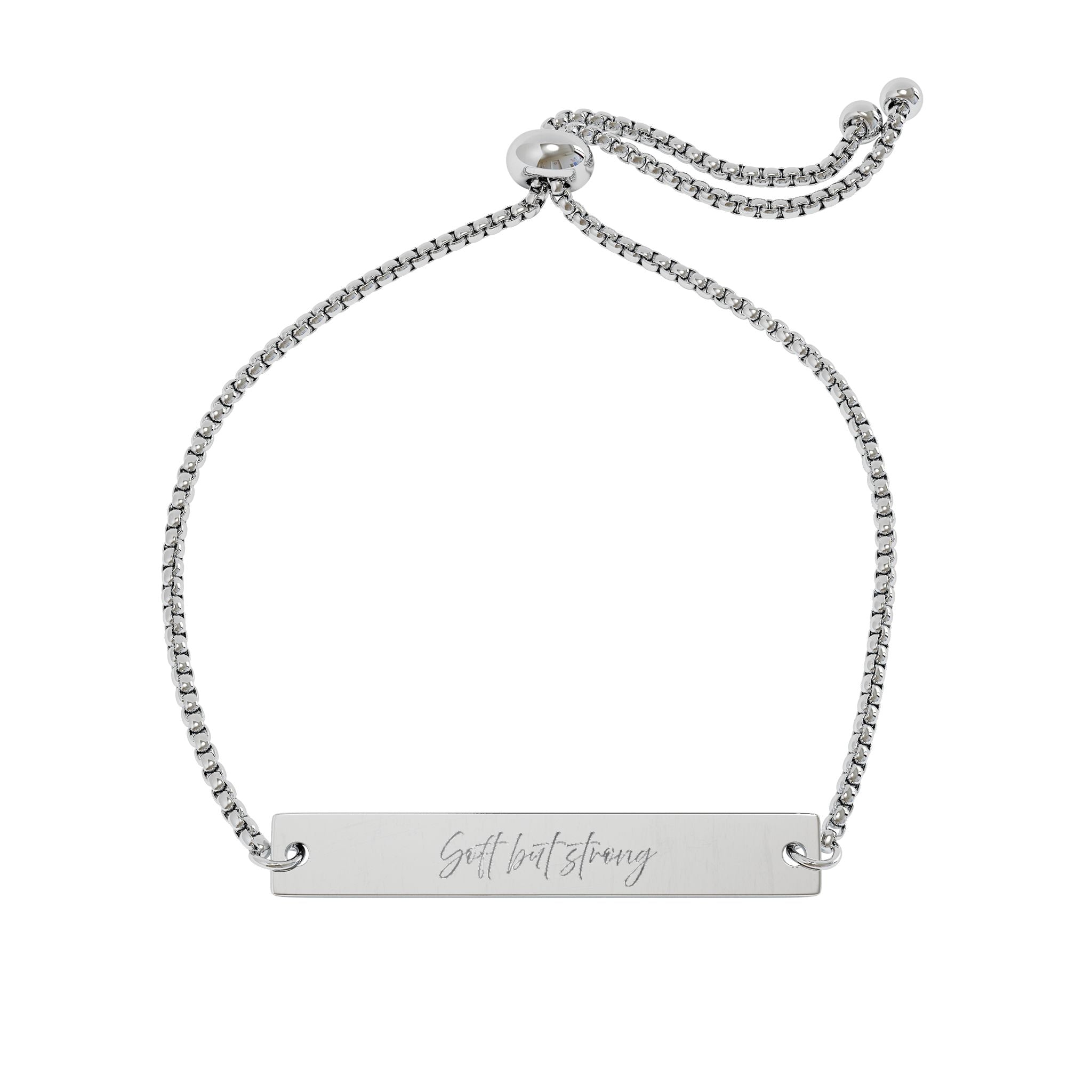 Soft but Strong Engraved Bar Bracelet Adjustable Gold Rose Gold Silver Minimalist Stainless Steel Self Love Jewelry
