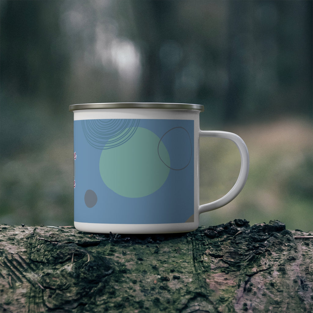 Positive in Life Retro Script Camping Cup Enamel Mug
