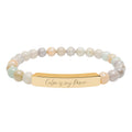 Calm Is My Power Natural Stone Bar Bracelet Stretch Beaded Gold Silver Minimalist Stainless Steel Self Love Jewelry