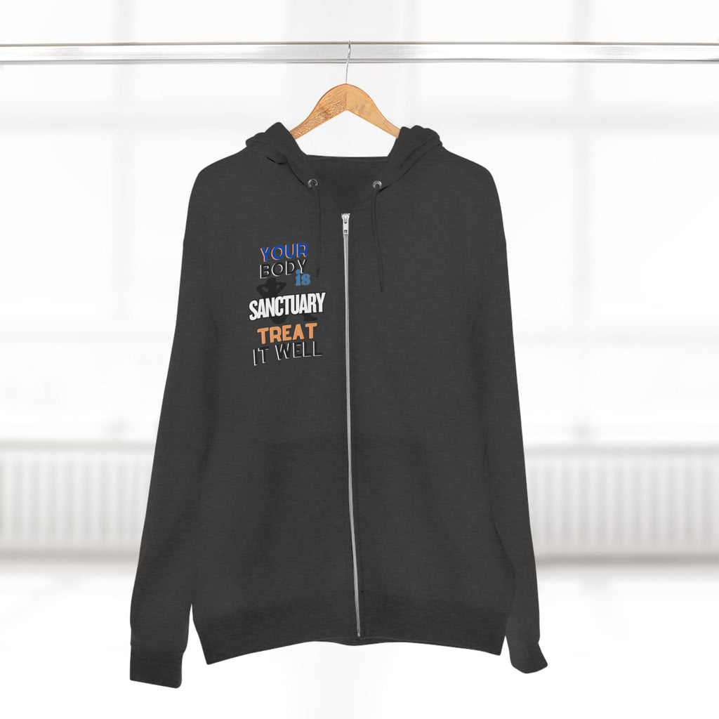 Your Body Is a Sanctuary, Treat It Well Wellness Zip-Up Hoodie