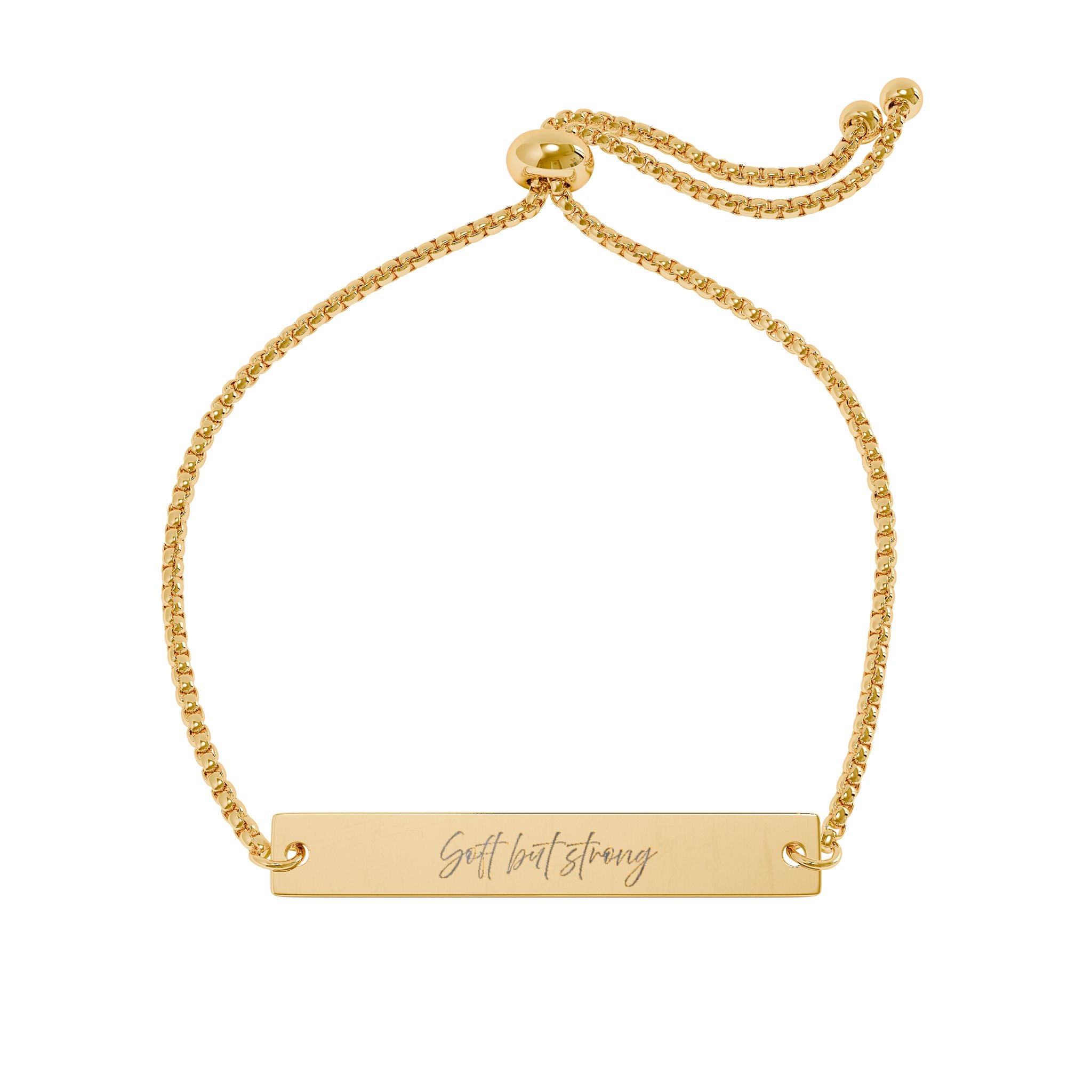 Soft but Strong Engraved Bar Bracelet Adjustable Gold Rose Gold Silver Minimalist Stainless Steel Self Love Jewelry