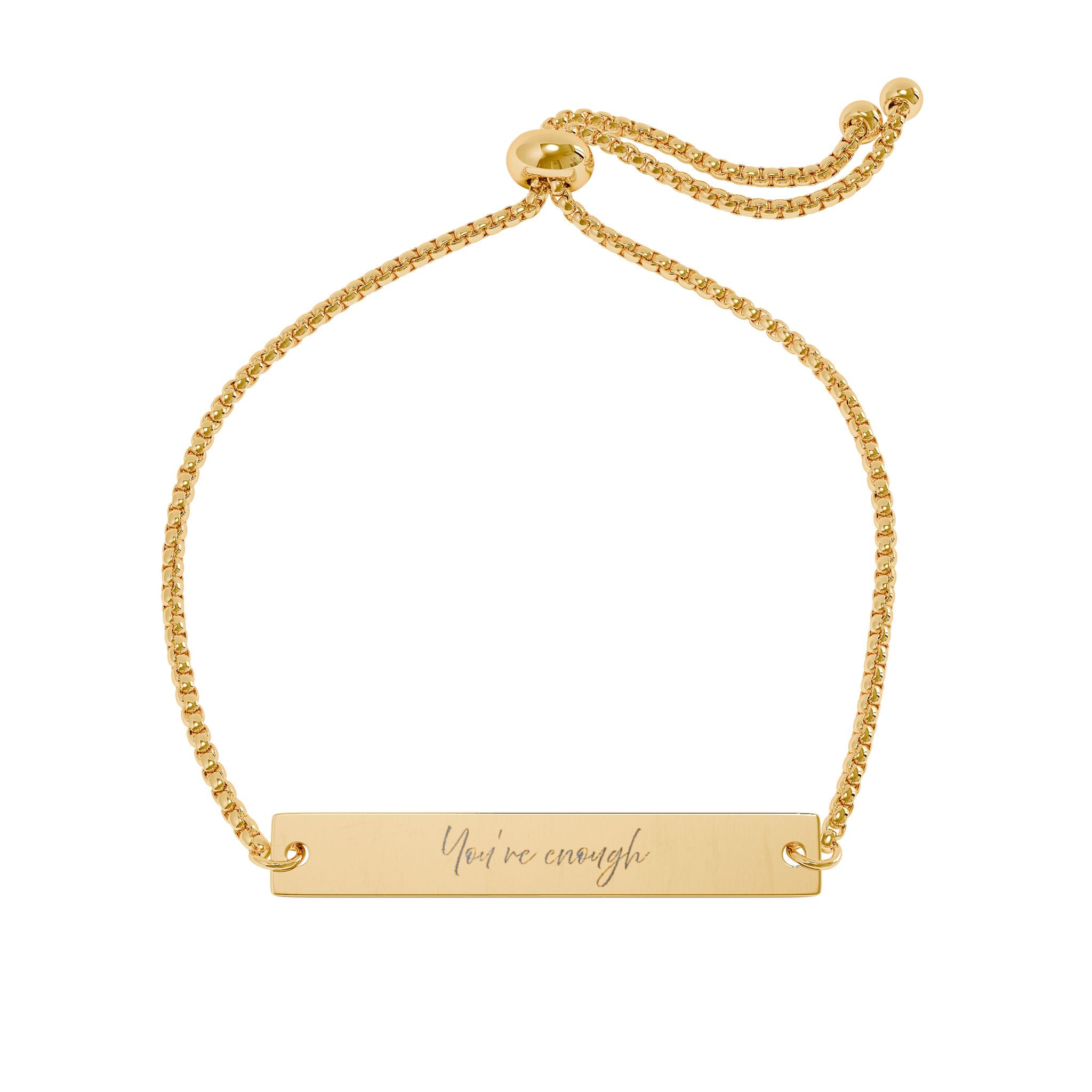 You’re Enough Engraved Bar Bracelet Adjustable Gold Rose Gold Silver Minimalist Stainless Steel Self Love Jewelry