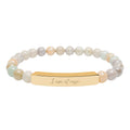 I Am At Ease Natural Stone Bar Bracelet Stretch Beaded Gold Silver Minimalist Stainless Steel Calm Jewelry
