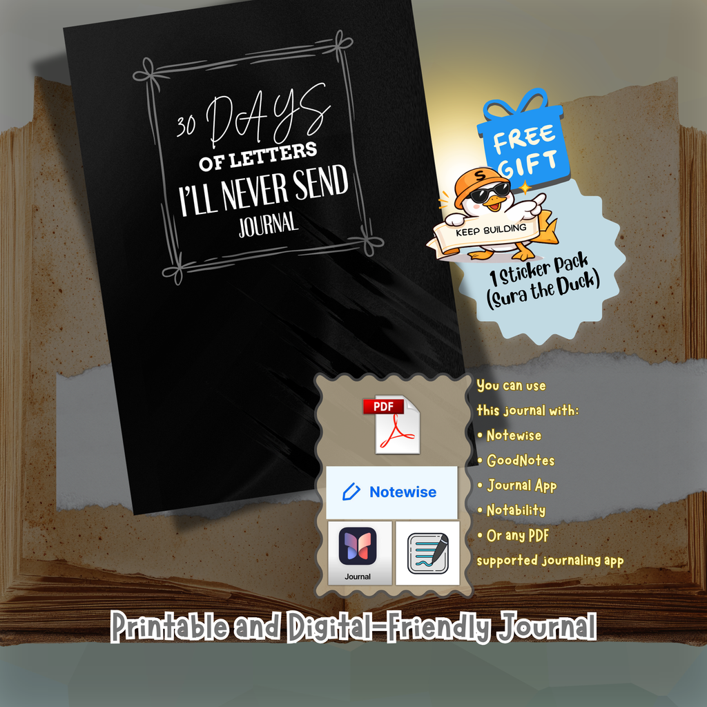 30 Days of Letters I’ll Never Send | Emotional Release & Breakup Healing Journal for Letting Go