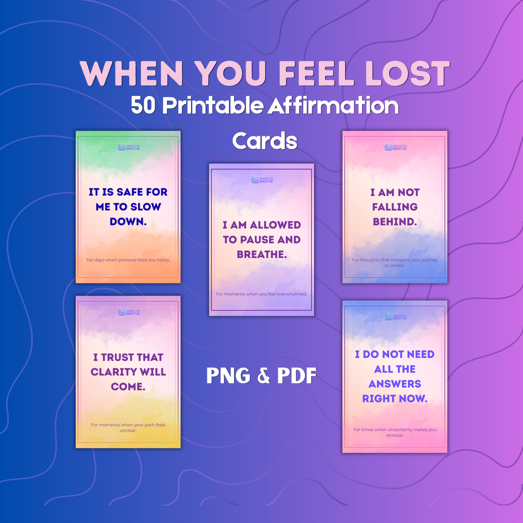 Quiet Healing Affirmation Cards 50 Printable Cards for When You Feel Lost