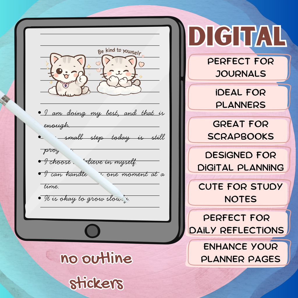 Beh the Cat Motivational Sticker Pack Digital Download PNG Transparent Background
