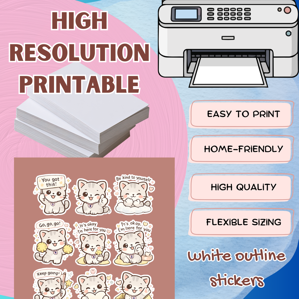 Beh the Cat Motivational Sticker Pack Digital Download PNG Transparent Background