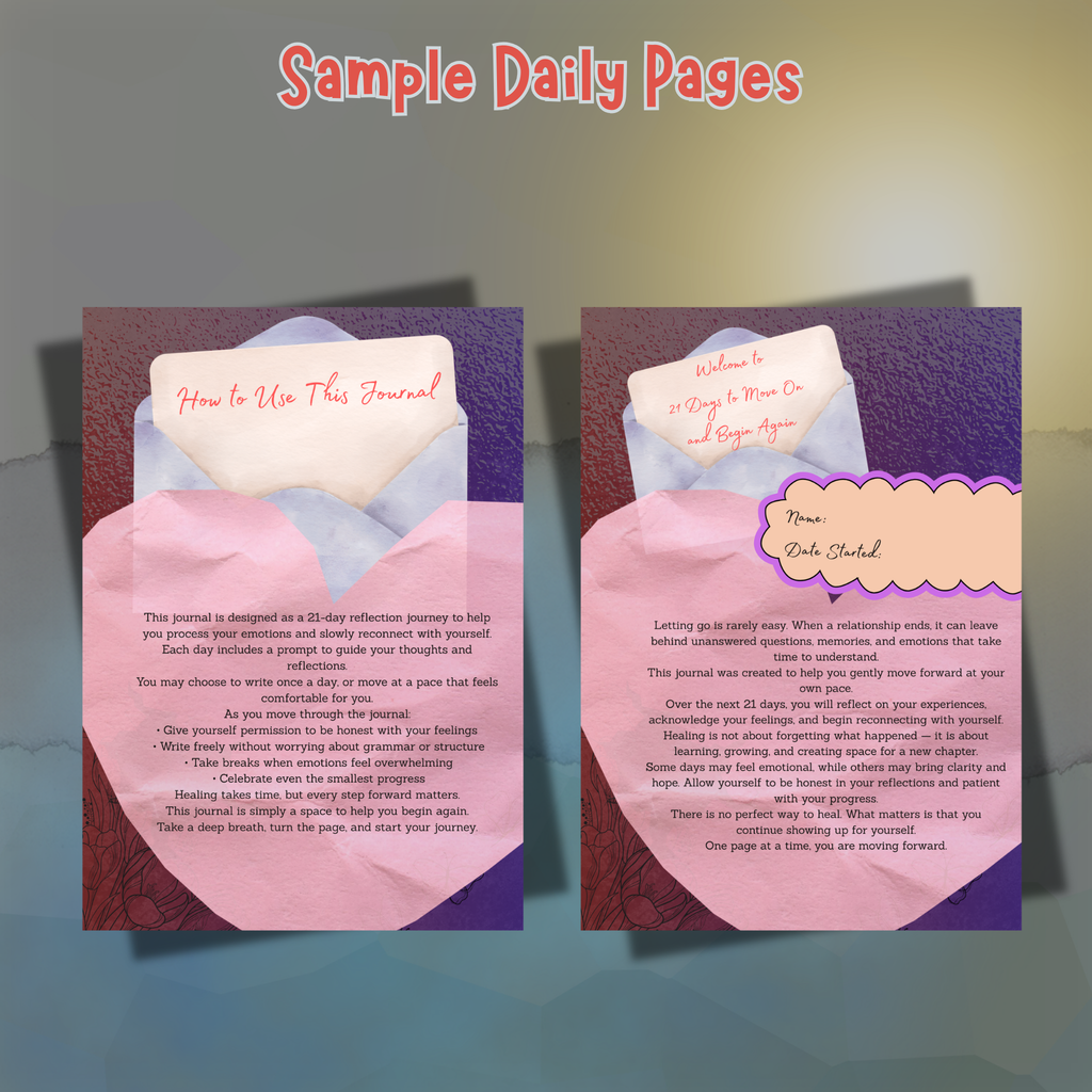 21 Days to Move On and Begin Again | Guided Healing Journal for Letting Go, Self-Love & Emotional Renewal