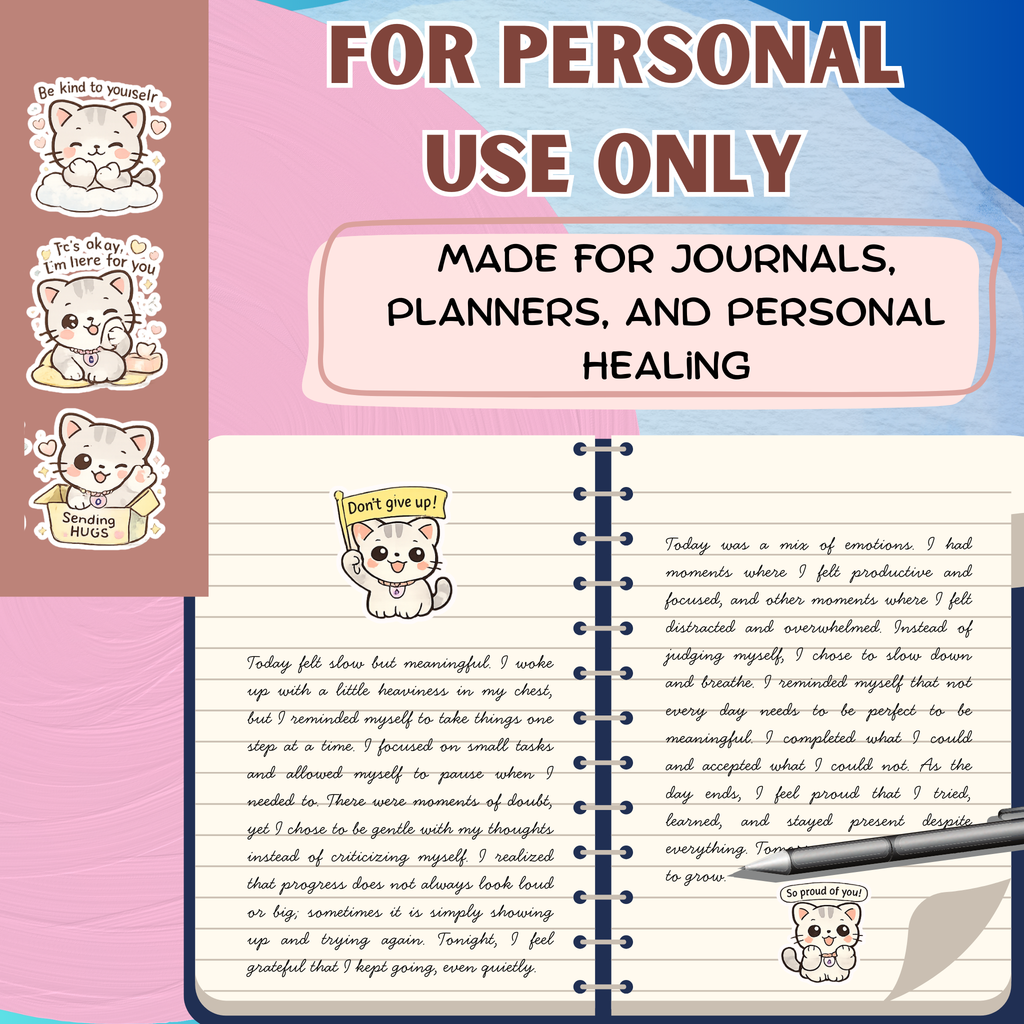 Beh the Cat Motivational Sticker Pack Digital Download PNG Transparent Background