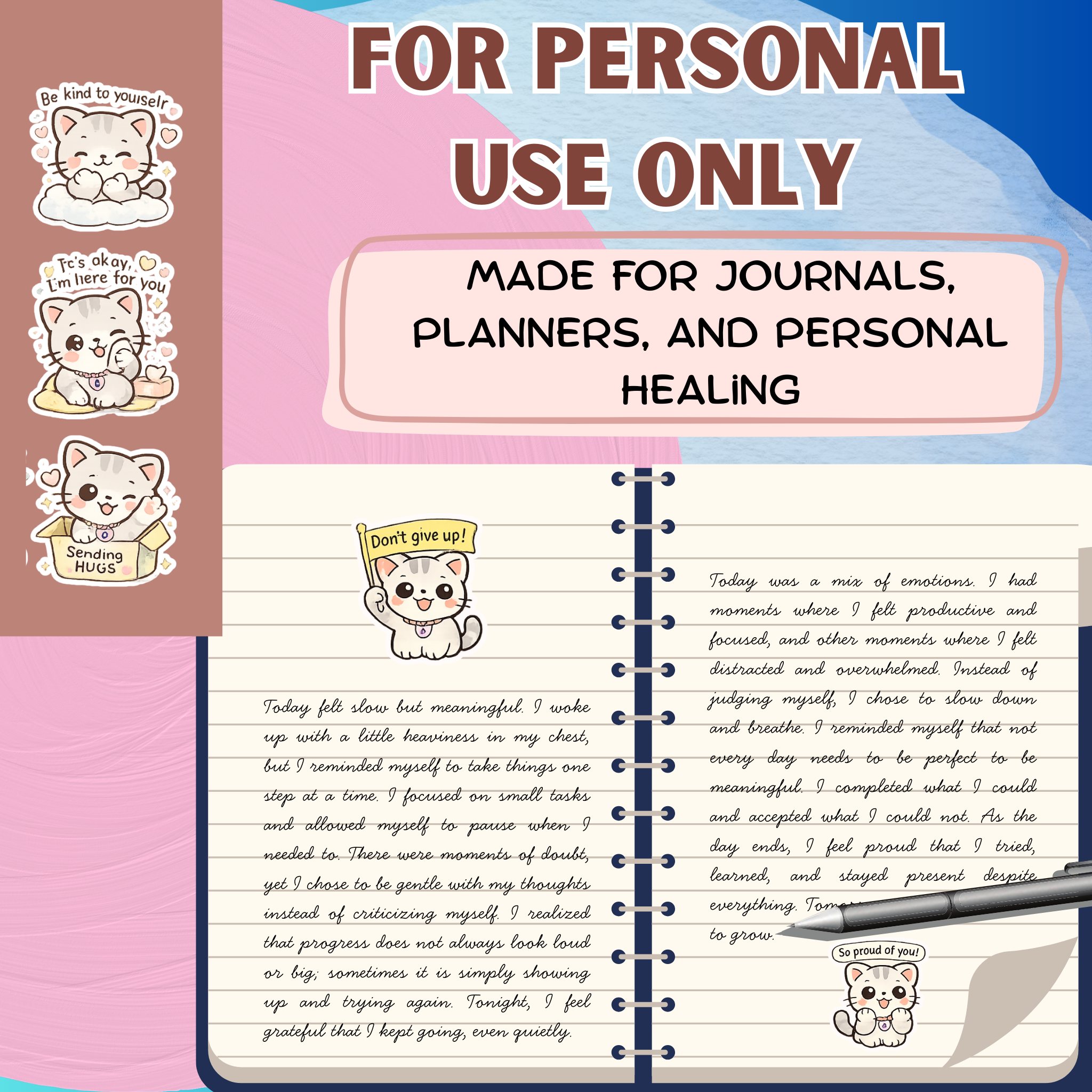 Beh the Cat Motivational Sticker Pack Digital Download PNG Transparent Background