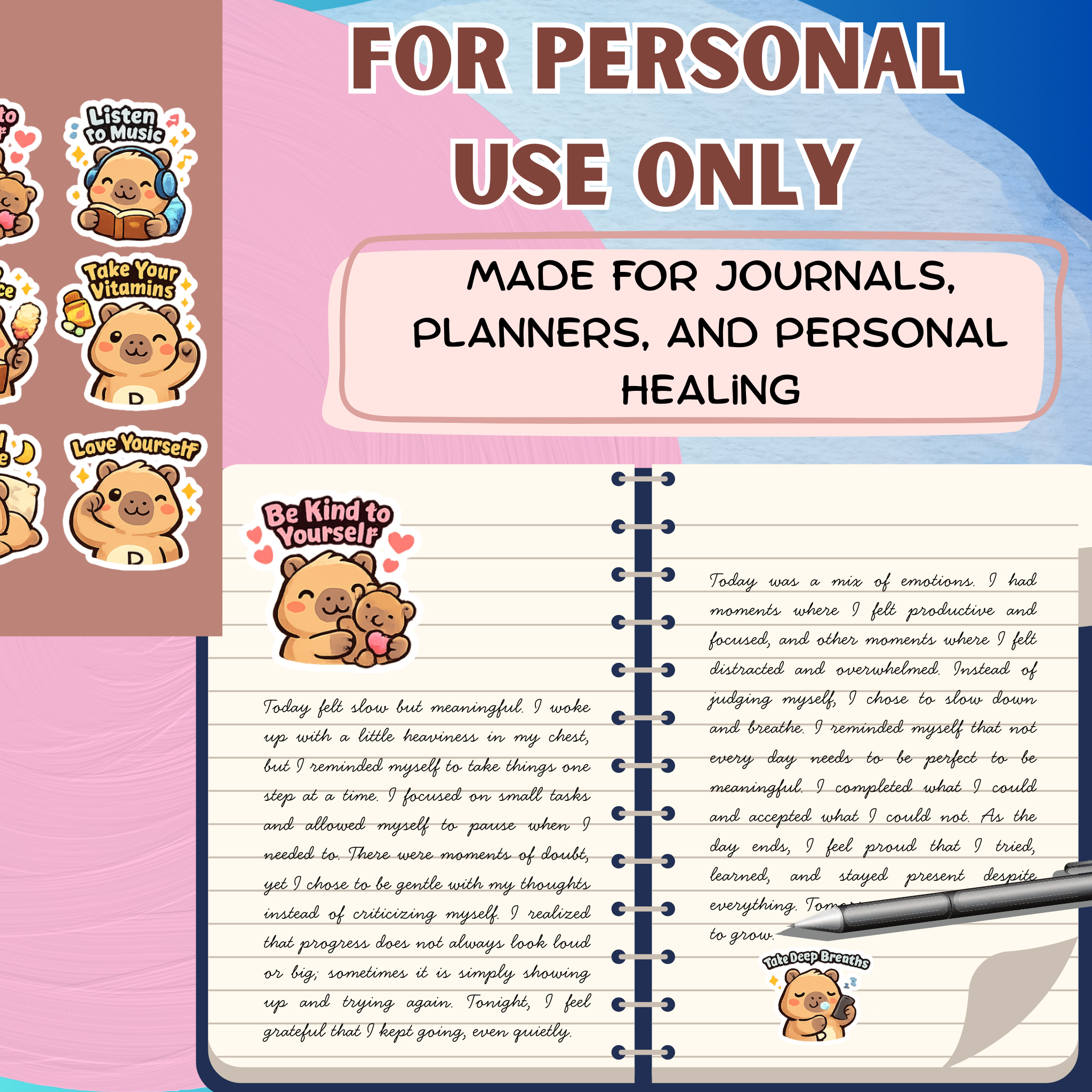 Reezu the Bear Positive 25 Sticker Pack Digital Download PNG Transparent Background