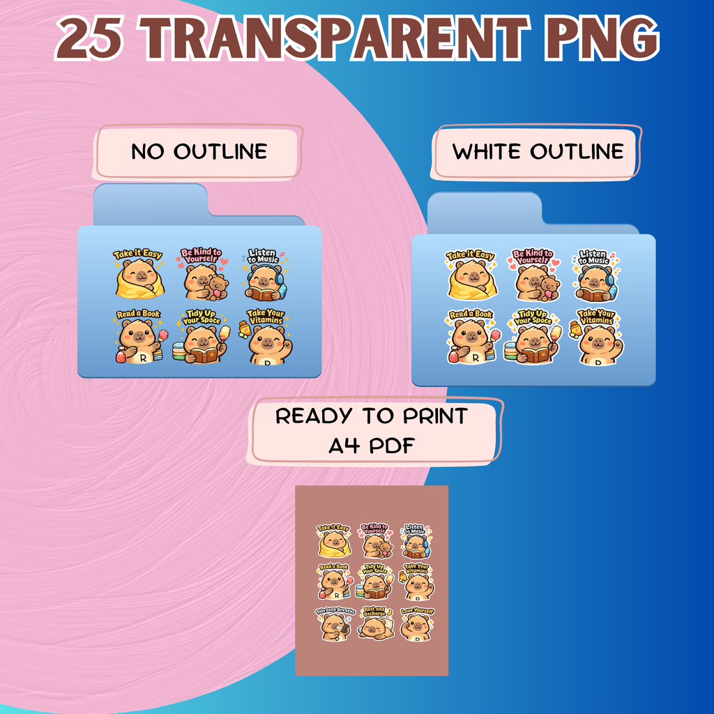 Reezu the Bear Positive 25 Sticker Pack Digital Download PNG Transparent Background