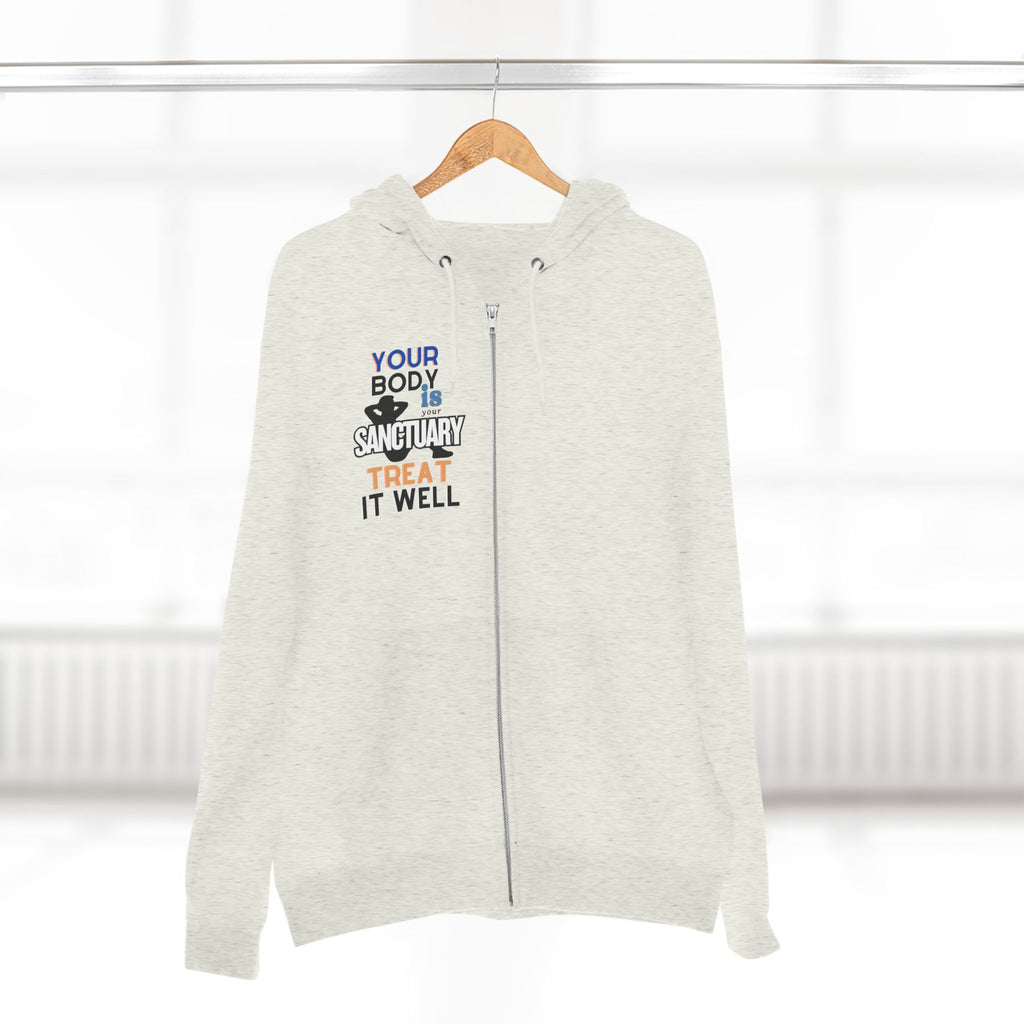 Your Body Is a Sanctuary, Treat It Well Wellness Zip-Up Hoodie