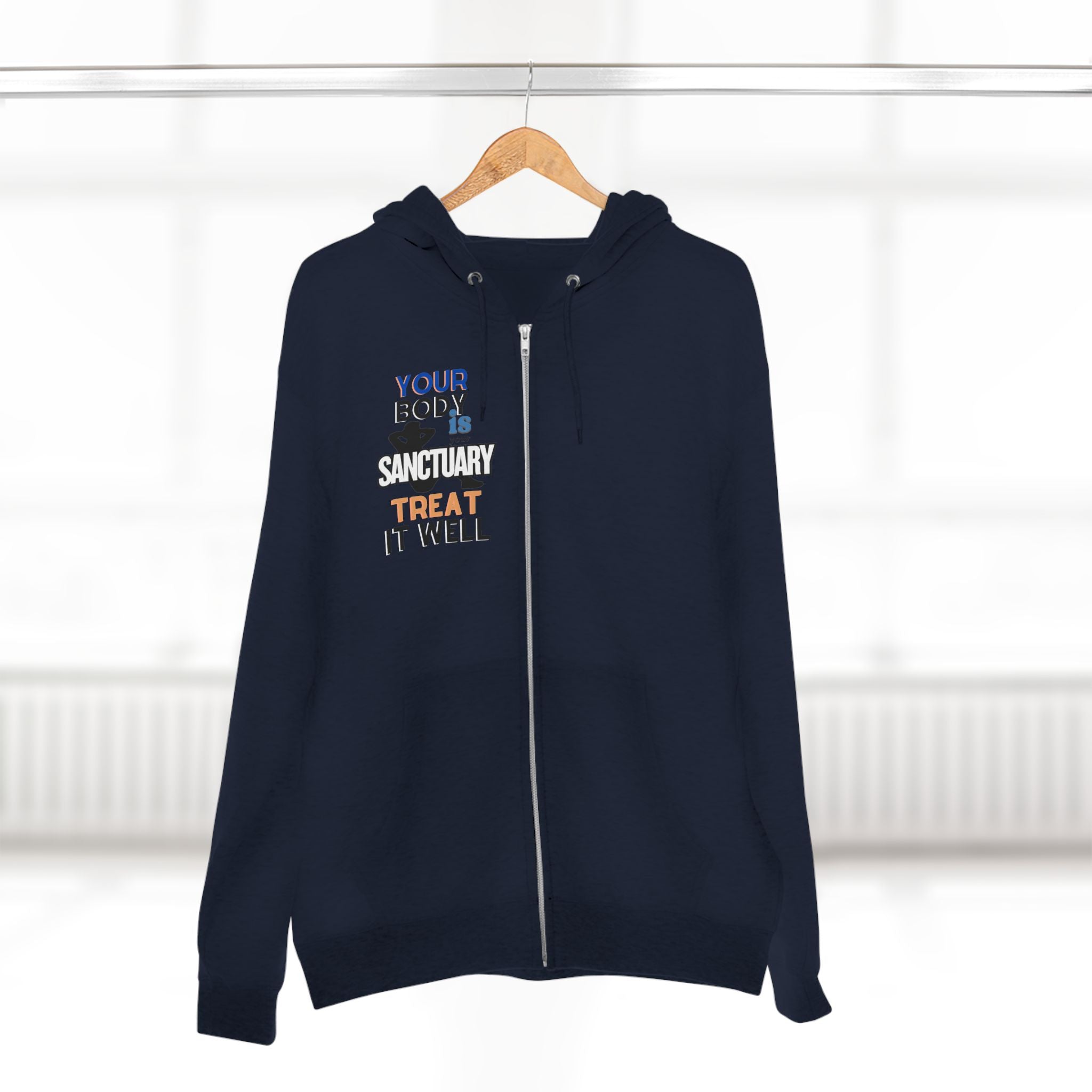 Your Body Is a Sanctuary, Treat It Well Wellness Zip-Up Hoodie