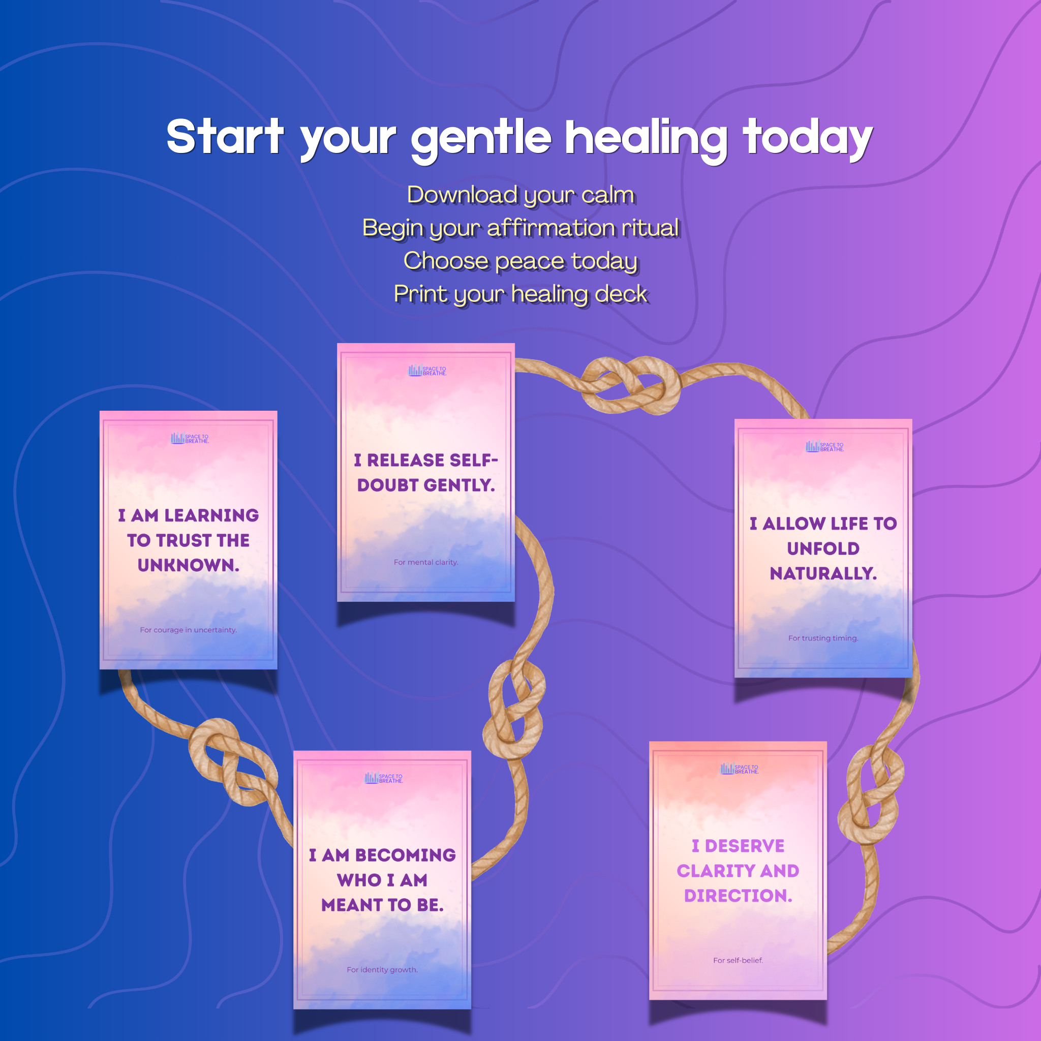 Quiet Healing Affirmation Cards 50 Printable Cards for When You Feel Lost