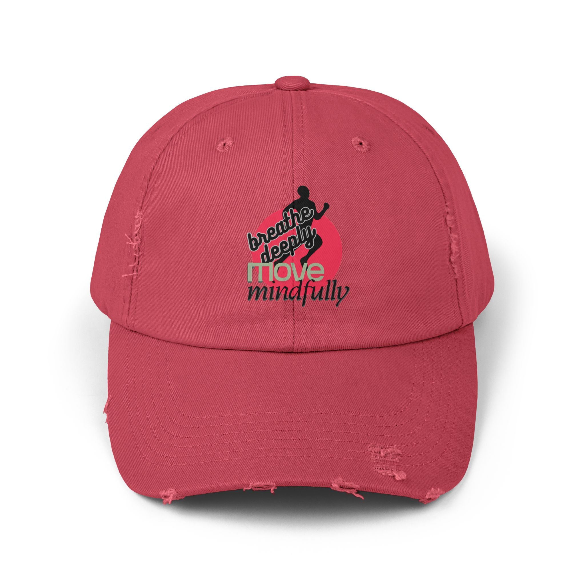 Breathe Deeply, Move Mindfully - Mindful Movement Distressed Cap - One Size