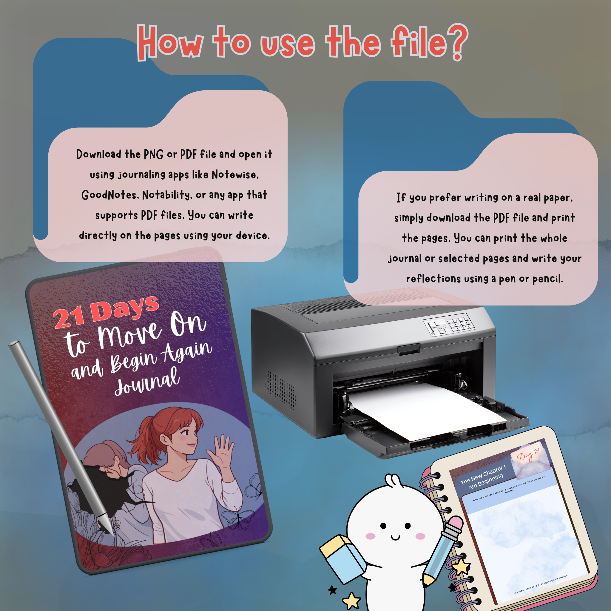 21 Days to Move On and Begin Again | Guided Healing Journal for Letting Go, Self-Love & Emotional Renewal