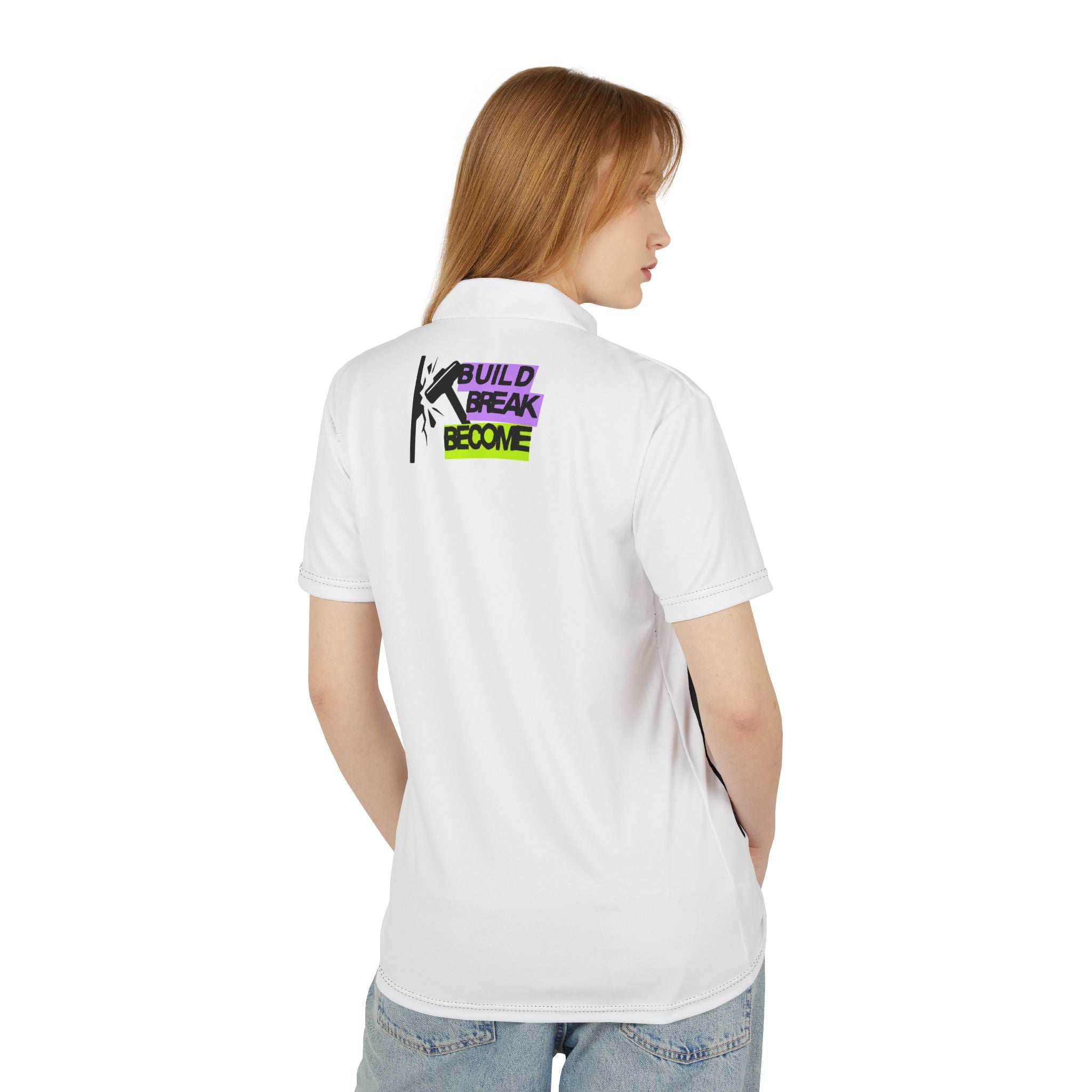 Polo Shirt — "Build Break Become" Graphic Polo for Builders & Creators
