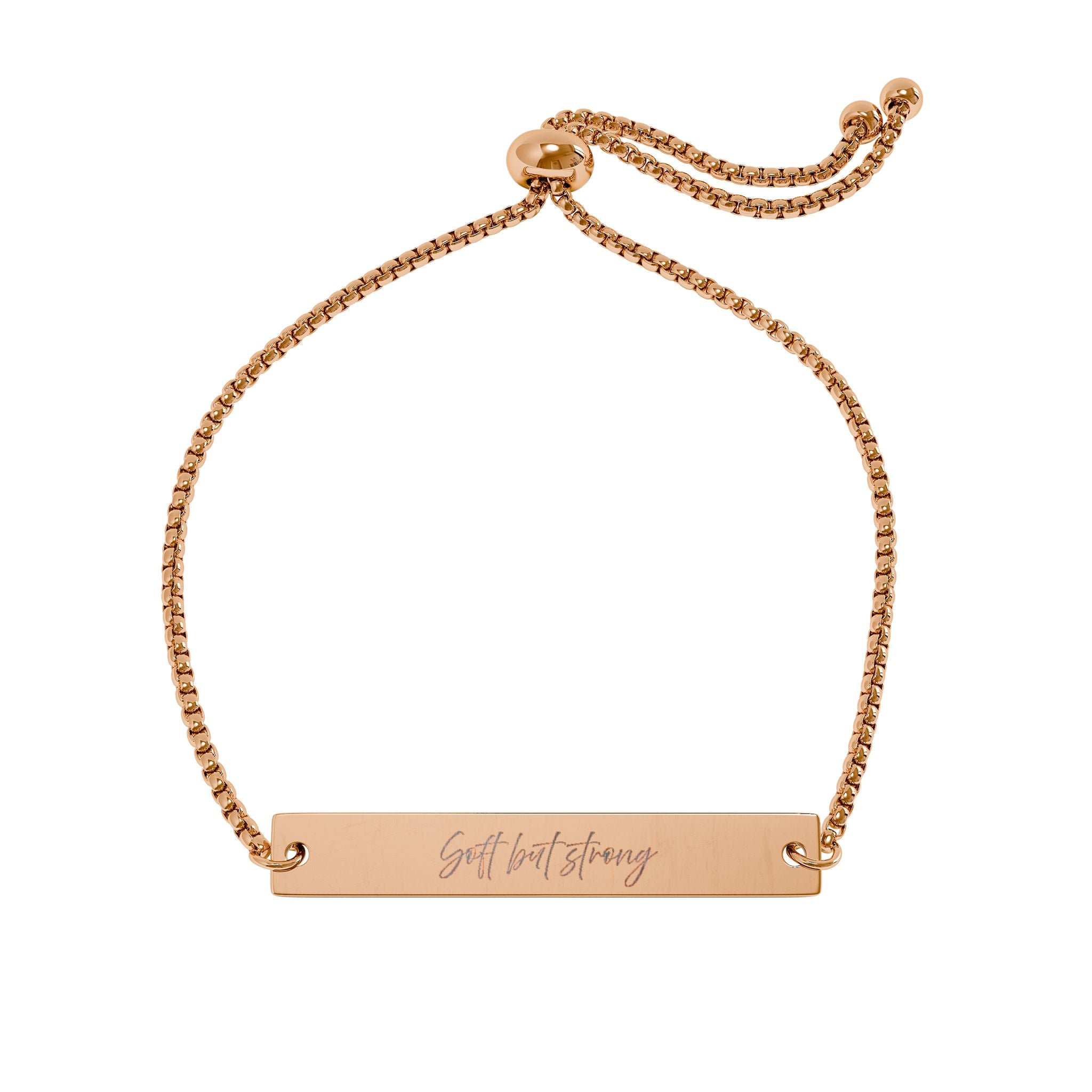 Soft but Strong Engraved Bar Bracelet Adjustable Gold Rose Gold Silver Minimalist Stainless Steel Self Love Jewelry