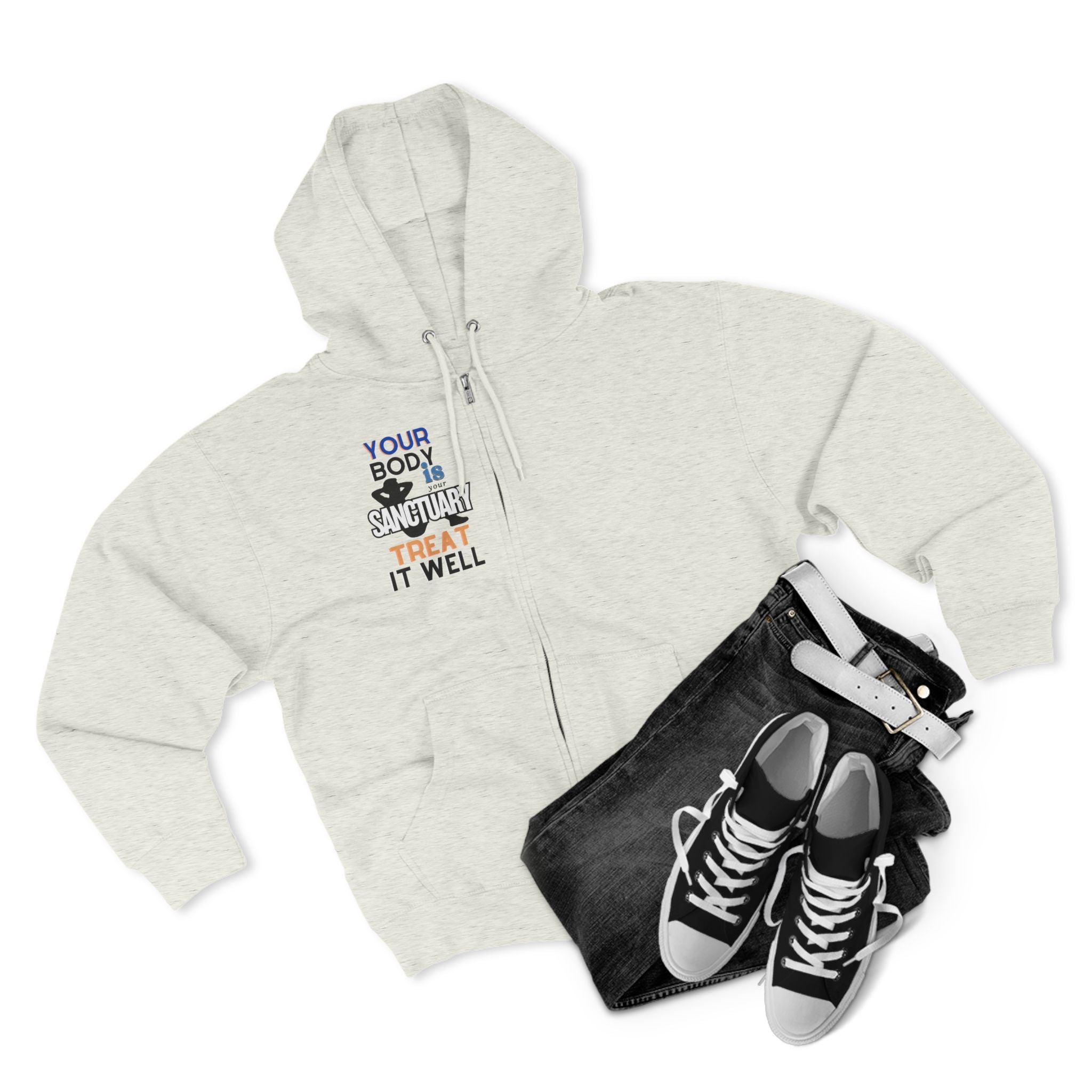 Your Body Is a Sanctuary, Treat It Well Wellness Zip-Up Hoodie