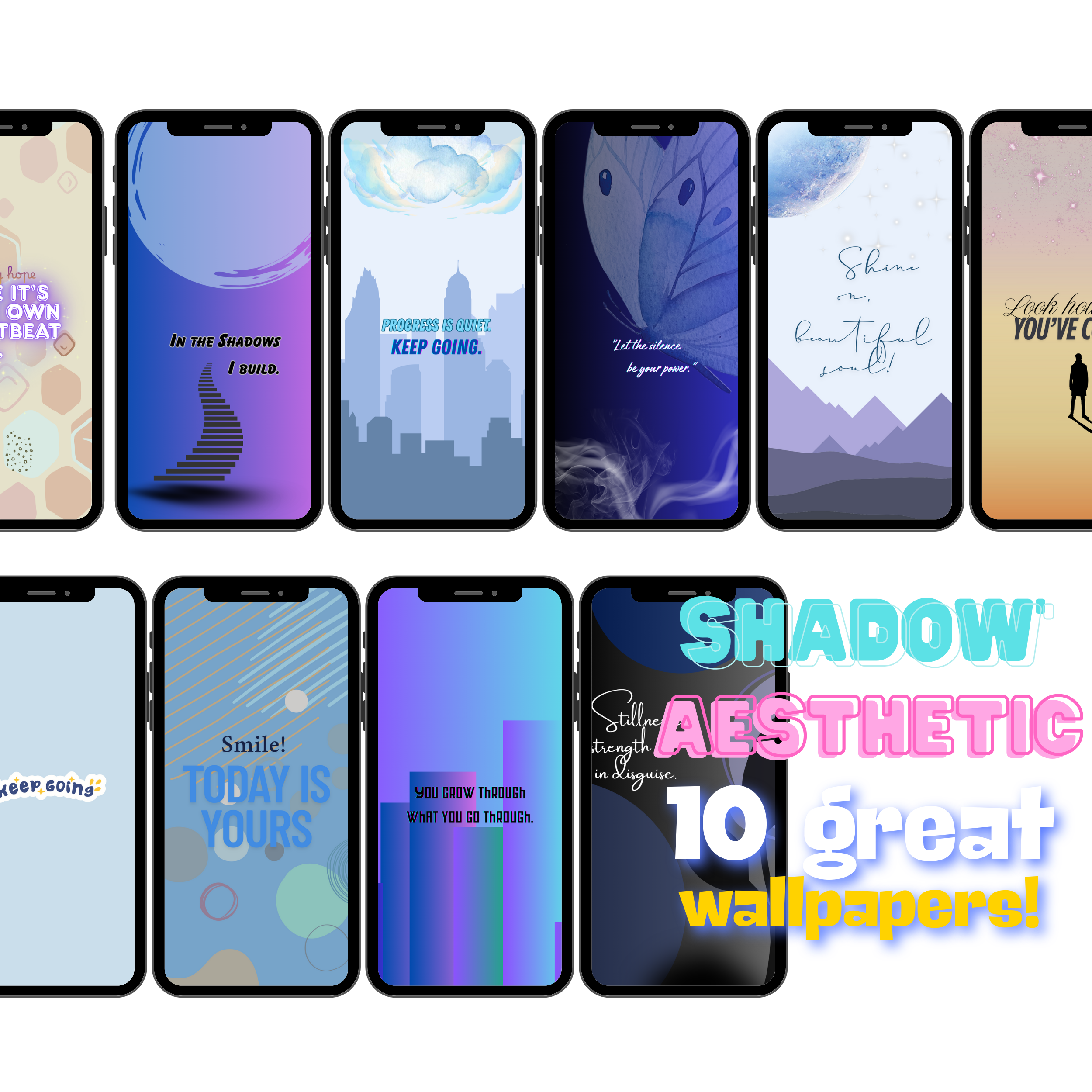 Aesthetic Shadow 10 Phone Wallpapers Pack Digital Download